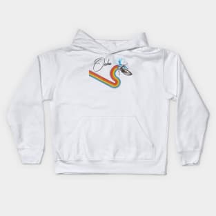 Retro 70s/80s Style Rainbow Surfing Wave Oahu Hawaii Kids Hoodie